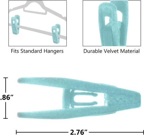 Miniatura 5 de Clips para colgar de terciopelo, paquete de 20 clips para colgar perchas de terciopelo, perchas de terciopelo de material duradero, clips para Azul