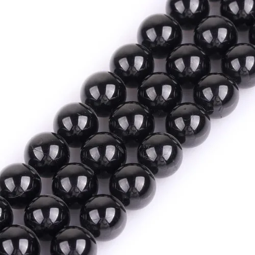 Miniatura 75 de GEM-Inside Cuentas sueltas de piedra natural de lava negra de 8 mm, redondas, piedra de energía para hacer joyas 15' Negro