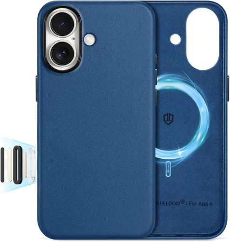 Miniatura 14 de SHIELDON Funda de cuero genuino para iPhone 17 Pro Max de 6.9 pulgadas 2025, [botón de la cámara actualizado], compatible con Magsafe, carga Azul
