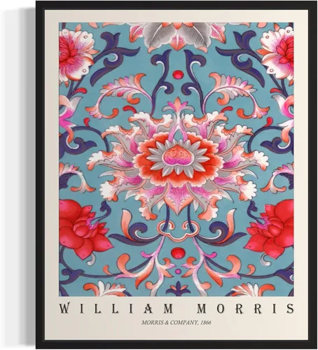 Miniatura 45 de Póster con impresión artística de gato negro, estilo William Morris, floral retro de mediados de siglo, botánico, victoriano, Academia oscura