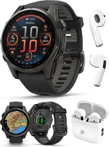 PlayBetter Garmin Fenix 8 AMOLED Sapphire (43mm, Titanio DLC gris carbón) Reloj inteligente multideporte GPS con pantalla AMOLED de zafiro -
