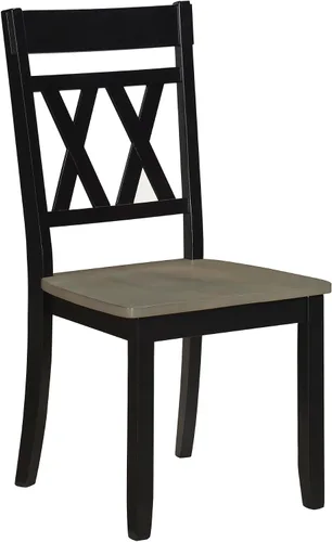 Miniatura 10 de Lexicon Silla de comedor de madera estilo granja, juego de 2, respaldo cruzado doble, sillas rústicas sin brazos, muebles de cocina y comedor, Negro