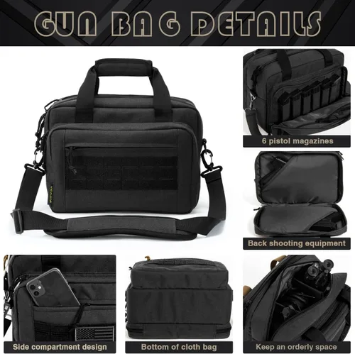Miniatura 3 de Bolsa para polígono de tiro, estuche para pistola, bolsas para pistolas y munición para pistolas de mano y bolsa de transporte blanda para disparar