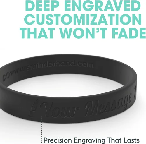 Miniatura 50 de Reminderband - Pulsera clásica de silicona 100% personalizada – Pulsera de goma de silicona personalizada – Personalizable, eventos, regalos, apoyo