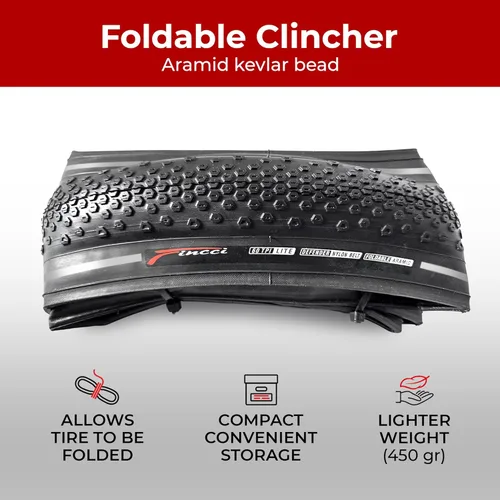 Miniatura 3 de Fincci Pair 700x38c Bike Tire - Gravel Foldable Kevlar 40-622 Puncture Resistant Bike Tires 1 mm Nylon - Grooved 700c Bike Tire - 28 inch Tyre for