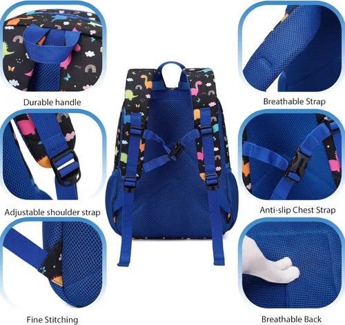 Miniatura 6 de Ryushoyo Mochila infantil para niños y niñas, mochila para niños y niñas, para jardín de infantes, 2 tamaños con correa para el pecho, Black