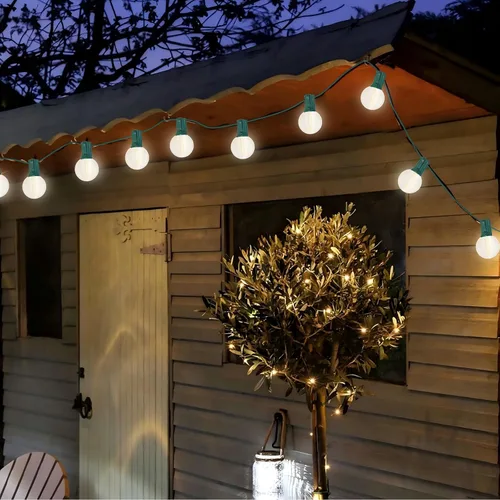 Miniatura 6 de Guirnalda de luces LED G40 para exteriores de 25 pies, luces de Navidad con forma de globo esmerilado con 27 (2 de repuesto) bombillas redondas