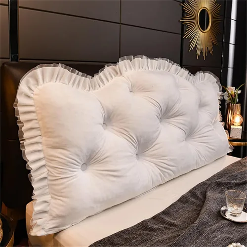 Almohada para cabecera ZZYK, tamaño completo, para cama King, Queen y Twin, almohada grande de lectura, almohada de respaldo en forma de cuña, Blanco