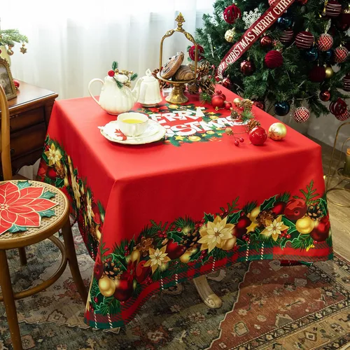 Miniatura 17 de Mantel Rectangular de Navidad de 60 x 102 Pulgadas - Cubierta de Mesa Rectangular Impermeable de Decoración Navideña Impresa para Nochevieja