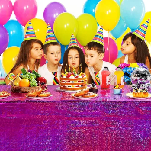 Miniatura 6 de Irenare Paquete de 3 manteles de plástico iridiscentes con láser, papel de aluminio holográfico para fiestas de niñas, bodas, discotecas, bailes