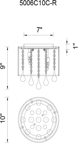 Miniatura 7 de CWI Lighting Water Drop - Marco cromado de montaje empotrado de 10 pulgadas y pantalla blanca con gotas de cristal