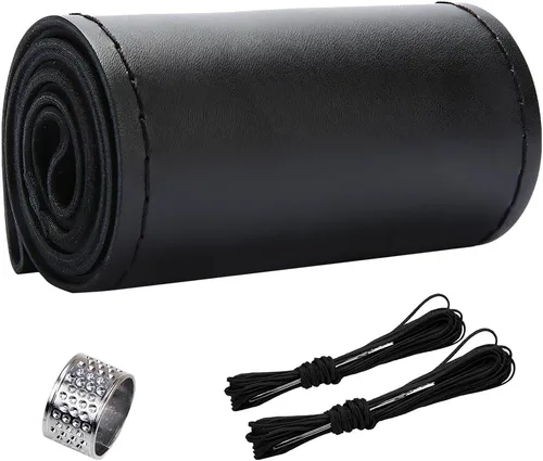 Miniatura 9 de ZIMISI Funda para Volante de Cuero Genuino, Envoltura de Costura Antideslizante y Transpirable para Coche, Costura DIY con Hilo y Aguja, Funda