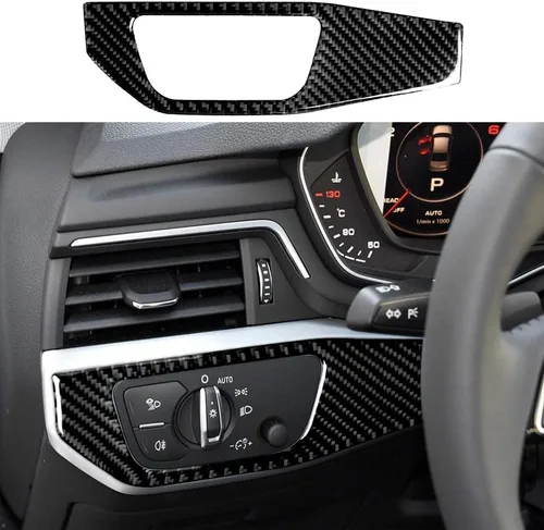 Miniatura 23 de Blazeray Accesorios interiores de fibra de carbono, cubierta decorativa, ajuste adhesivo para Audi A4 B9 2017-2019 (cubierta de perilla central)