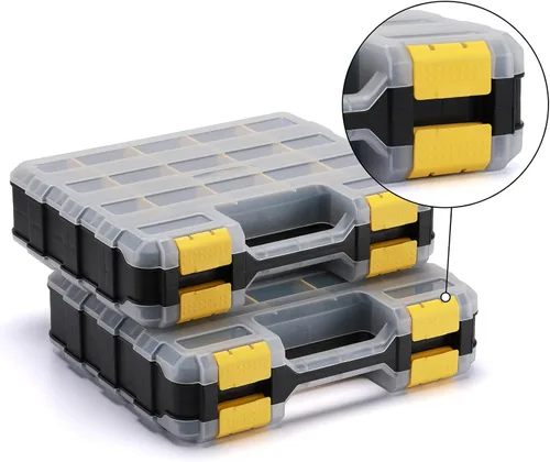 Miniatura 5 de Organizador de herramientas de doble cara con polímero resistente a los impactos, almacenamiento de caja de hardware, excelente para tornillos