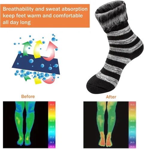 Miniatura 4 de 2-4 Pairs Thermal Socks for Men Thick Insulated Heated Socks Winter Warm Socks for Cold Weather