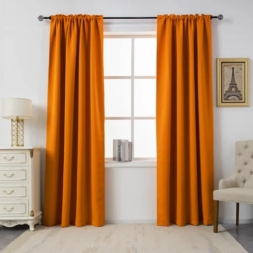 Miniatura 47 de DUALIFE Cortinas opacas de 45 pulgadas de largo, 2 paneles para ventanas pequeñas de dormitorio, aislamiento térmico, bolsillo para barra, cortinas