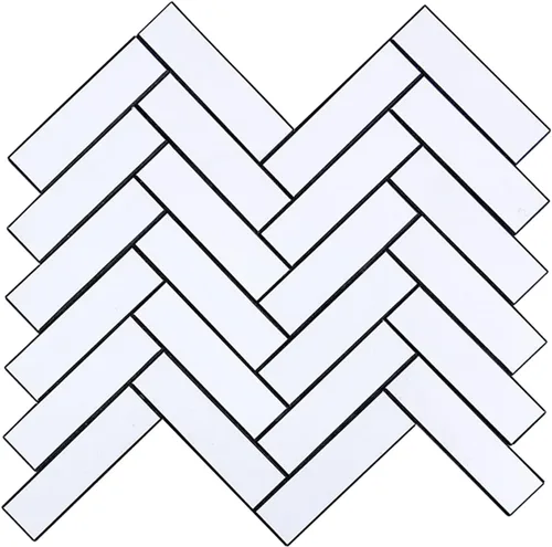 Azulejos para salpicaderos adhesivos de cocina en espiga, azulejos de mosaico para pared de baño en chevron blanco, paquete de 6