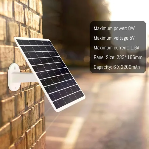 Miniatura 2 de Panel solar de 8 W integrado con batería SANYO de 13200 mAh para cámara de seguridad al aire libre, panel de cargador de enchufe 3 en 1 para cámara