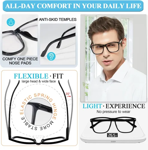 Miniatura 4 de MARE AZZURO Gafas de lectura bifocales de gran tamaño para hombre, con bloqueo de luz azul, lectores 1.0 1.25 1.5 1.75 2.0 2.25 2.5 2.75 3.0 3.5