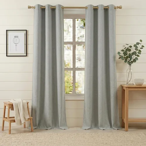 Miniatura 18 de Anpark Cortinas 100% opacas para dormitorio, cortina opaca de lino estilo granja de 84 pulgadas de largo, juego de 2 paneles, cortinas de ventana