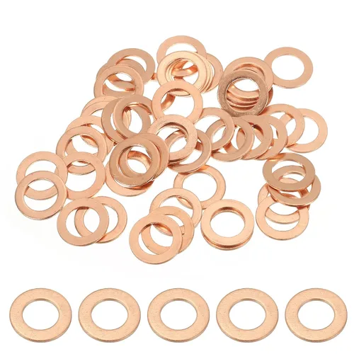 Miniatura 42 de PATIKIL Anilla de arandela de cobre M4, 25 piezas, 4mm ID 8mm OD 1mm de espesor, arandela plana métrica de sello de cobre para tornillos, pernos