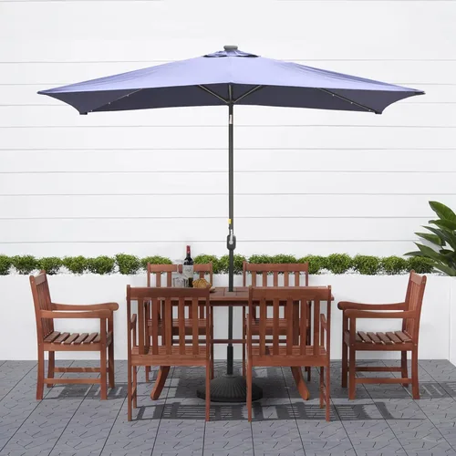 Miniatura 2 de Clihome Sombrilla rectangular de 10 x 6 pies 5 pies con luz LED, sombrilla para exteriores, sombrilla de mesa de mercado con botón de inclinación