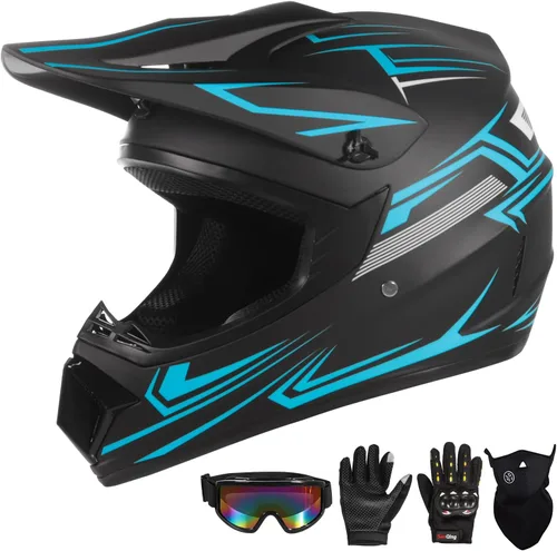 Miniatura 20 de Casco de motocross juvenil para niños, aprobado por el DOT, equipo de seguridad de cara completa para bicicleta de montaña, ATV, motocross