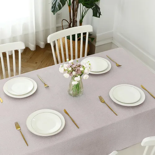 Miniatura 5 de Romanstile Mantel de PVC 100% impermeable, cuadrado, a prueba de derrames de aceite, resistente a las manchas, manteles de plástico fáciles de Beige