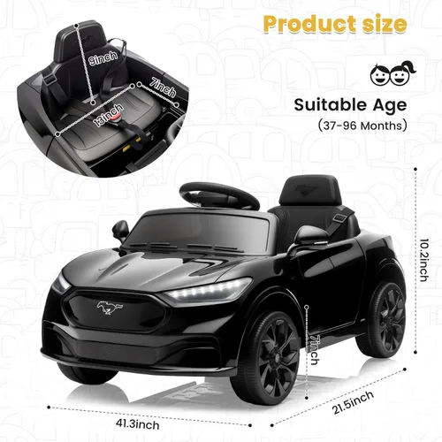 Miniatura 6 de Bobike - Auto eléctrico para niños, coche eléctrico de 12V para niños pequeños con control remoto, juguetes para pasear para niños con luces LED