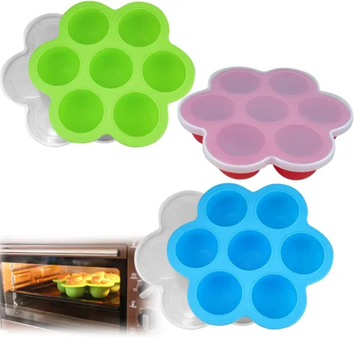 Paquete de 3 moldes de silicona para mordeduras de huevo para freidora de aire, alternativa a la máquina de mordeduras de huevo Sous Vide para