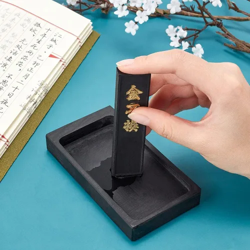 Miniatura 3 de PH PandaHall Piedra de tinta de caligrafía china con barra de tinta, piedras de tinta tradicionales chinas para dibujo Sumi, bandeja de tinta