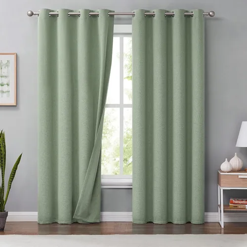 Miniatura 15 de Melodieux Cortinas 100% opacas para dormitorio, aislamiento térmico, reducción de ruido, cortinas de ventana de lino con ojales para sala de estar