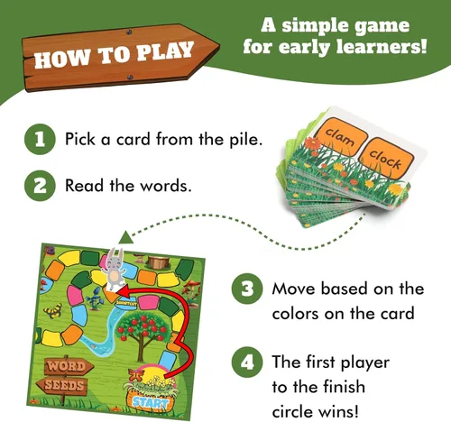 Miniatura 4 de Word Seeds Juego de fonética – Divertidos juegos de lectura y de mesa para niños de 4 a 8 años, aprende a leer, juegos CVC y de jardín de infantes