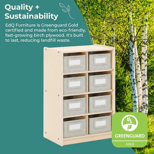 Miniatura 6 de Guidecraft EdQ - Organizador de almacenamiento de juguetes con 8 cubos de tela de 30 pulgadas, natural: estantería de madera para niños