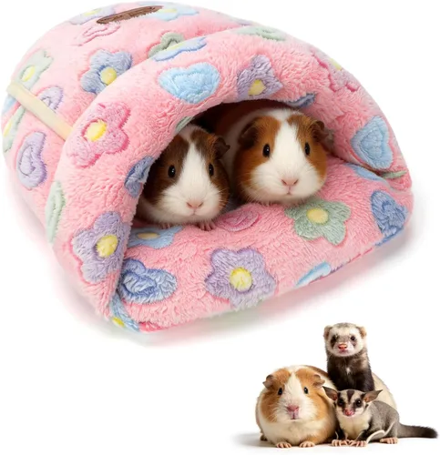 Miniatura 10 de YUEPET Cama de conejillo de indias, cueva de abrazo, forro polar cálido, ropa de cama acogedora para la casa, cojín para dormir, jaula nido