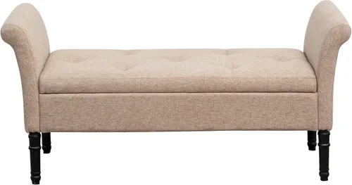 Miniatura 9 de annjoe Banco otomano de almacenamiento, banco de dormitorio, cama, entrada, pasillo, cofre/reposapiés/asiento acolchado (O70324-TAN, bronceado)