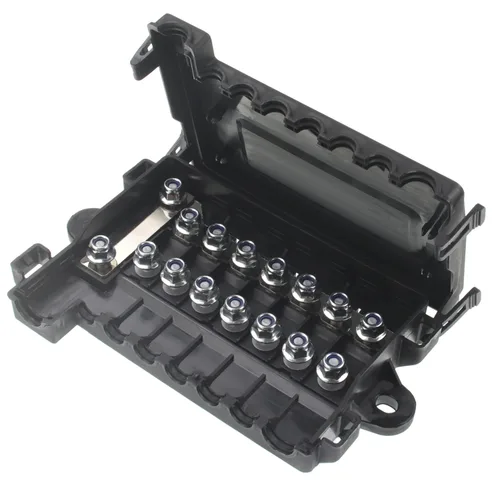 Miniatura 5 de Portafusibles MEGA/AMG de 2 vías con paquete de 4 fusibles atornillados 100A para reparación de automóviles, posicionamiento