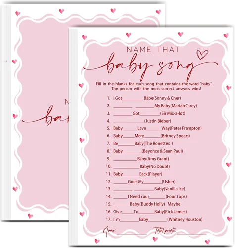 Miniatura 14 de Tarjetas de juego de peleas familiares para baby shower con tarjeta de respuesta, juegos de baby shower rosa para 30 invitados, tarjetas