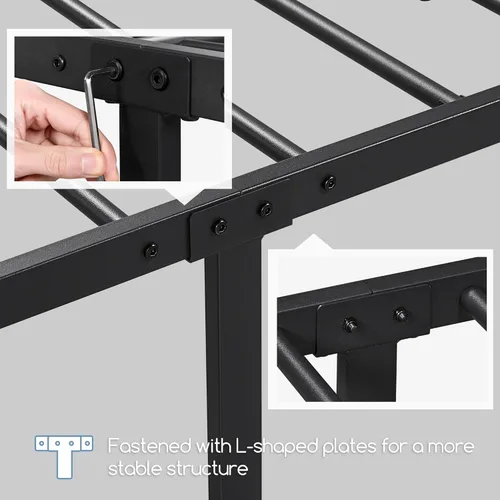 Miniatura 6 de Topeakmart Base de cama de metal clásico negro de 13 pulgadas con cabecero, base de colchón, plataforma de cama, base de cama con listones