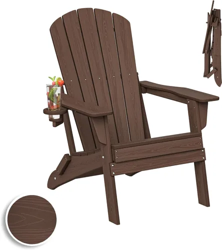 Miniatura 27 de Plawdlik Adirondack Juego de 2 sillas plegables, probadas por SGS, textura de madera con portavasos, polietileno de alta densidad resistente a todo