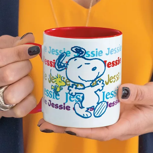 Miniatura 4 de Current PEANUTS Woodstock - Taza de cerámica personalizada – Taza de café segura para microondas de 11 onzas, bonitas tazas de personajes con asas