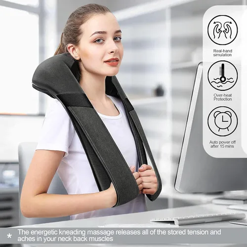 Miniatura 4 de Mirakel - Almohada masajeadora Shiatsu para cuello y espalda con calor - Alivio del dolor de tejido profundo en cuello, espalda y hombros - Diseño