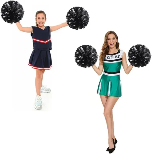 Miniatura 3 de Hooshing Pompones de animación con mango de plástico, 2 unidades / 4 pompones de animación para niños, equipo deportivo, fiesta, animación