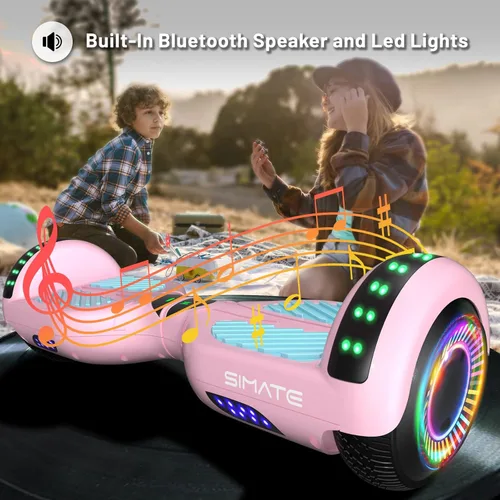 Miniatura 2 de SIMATE Hoverboard - Aeropatineta Bluetooth todo terreno con luces LED y control de aplicación, regalos para niños, adultos, niñas, niños, para todas