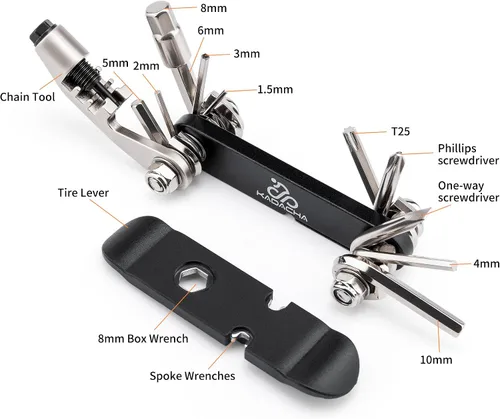 Miniatura 4 de Herramienta multiherramienta para bicicleta - Herramienta de cadena de bicicleta/Torx/Hex/Destornillador - Kit multiherramienta de bicicleta Negro