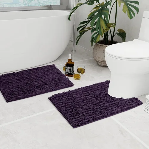 Miniatura 330 de Walensee Alfombra de baño antideslizante (24x17 pulgadas, rosa polvoriento) absorbente de agua, súper suave, lanuda de felpilla, lavable a máquina