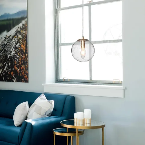 Miniatura 4 de Iluminación colgante dorada para isla de cocina, lámpara colgante moderna con pantalla de vidrio sembrado y cable transparente para vestíbulo