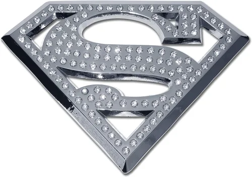 Miniatura 10 de Elektroplate Emblema de DC Comics Superman con licencia oficial, todo de metal negro para autos, camiones y todos los vehículos Ajuste universal