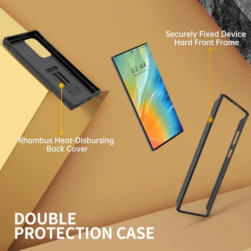 Miniatura 6 de FITO Funda para Samsung Galaxy S22 Ultra, funda resistente a prueba de golpes de doble capa, soporte integrado (negro)