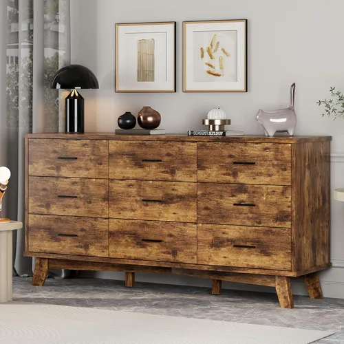 Miniatura 21 de Xixini Cómoda para dormitorio, cómoda moderna de 6 cajones con base resistente en forma de X, organizador de almacenamiento de ropa doble de madera